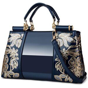 Women's Blue PU Leather Designer Suitable Casual High Quality Shoulder Bag
